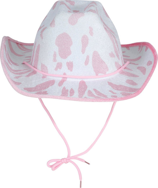 Cowgirl Hoed Wit Roze Koeien Print van Fiestas Guirca koop je bij Partywinkel