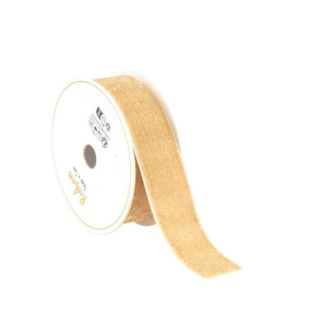 NASTRO DI VELLUTO SCINTILLANTE CREMA 25 MM X 3 M