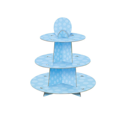 Cupcake Etagere Stippen Blauw 34cm van Unique koop je bij Partywinkel
