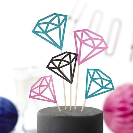Cupcake Toppers Diamant 25,5cm 5st van Partydeco koop je bij Partywinkel