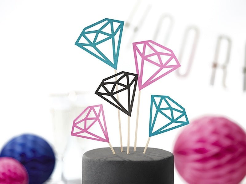 Cupcake Toppers Diamant 25,5cm 5st van Partydeco koop je bij Partywinkel