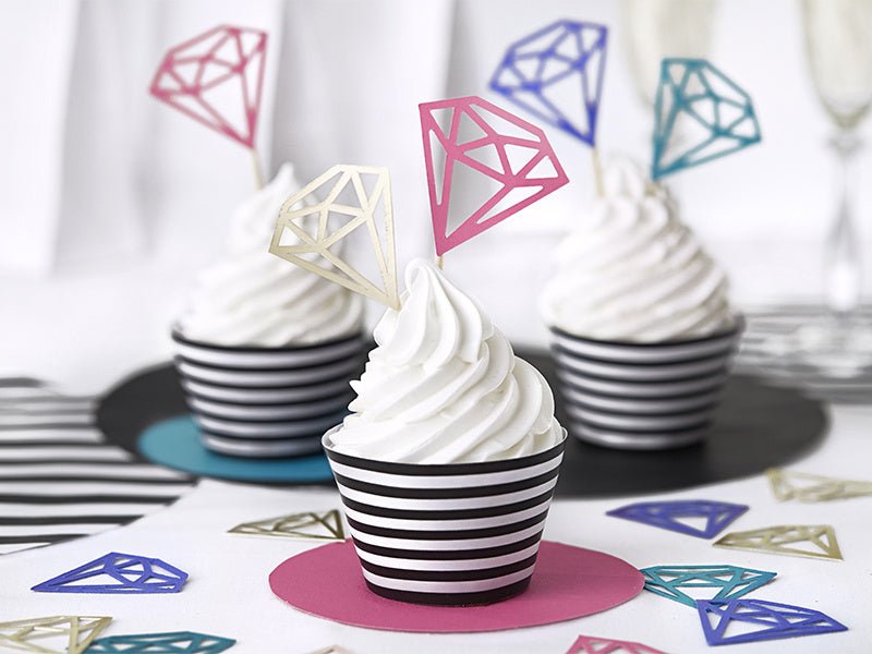 Cupcake Toppers Diamant 25,5cm 5st van Partydeco koop je bij Partywinkel