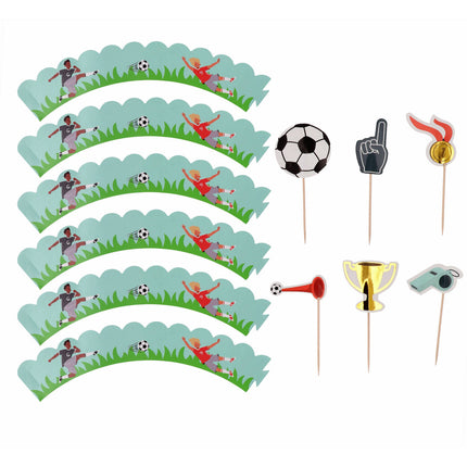 Cupcake Toppers calcio 6 pezzi