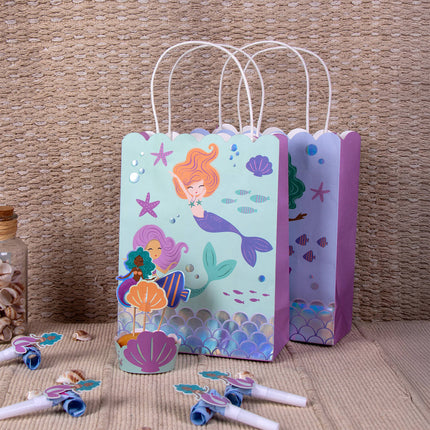 Sacchetti per feste a forma di sirena 27 cm 6 pezzi