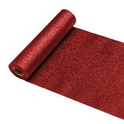 Runner da tavolo rosso glitterato 5m