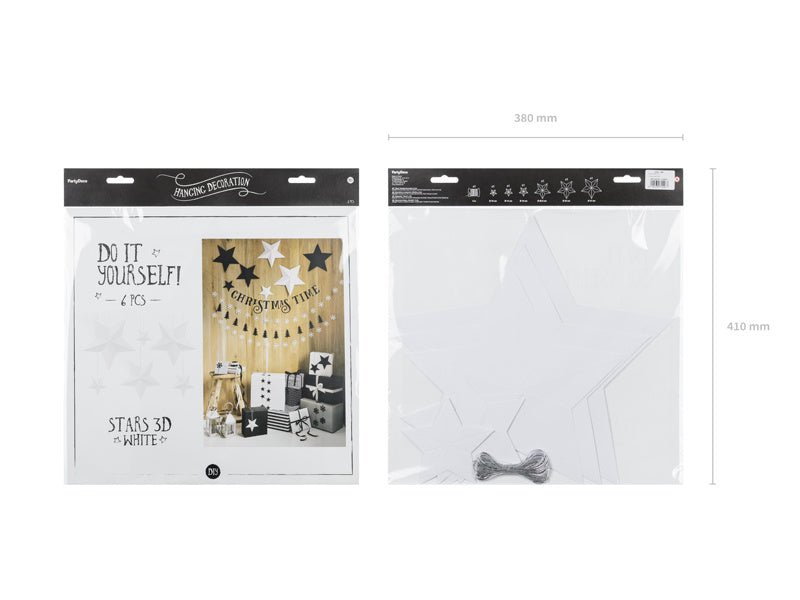 Decoratie Sterren Wit 6st van Partydeco koop je bij Partywinkel