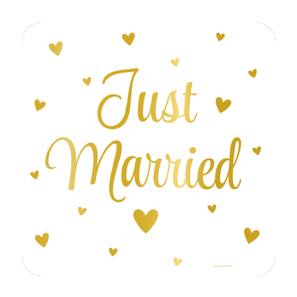 Cartello per porta bianco oro Just Married 50 cm