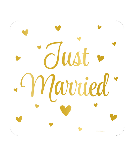 Cartello per porta bianco oro Just Married 50 cm