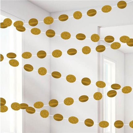 Deurgordijn Bolletjes Goud 2,13m van Riethmueller koop je bij Partywinkel