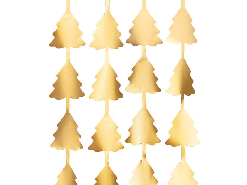 Deurgordijn Kerstbomen Goud 2,45m van Partydeco koop je bij Partywinkel