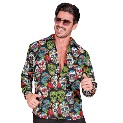 Dia De Los Muertos Blouse Heren van Widmann koop je bij Partywinkel
