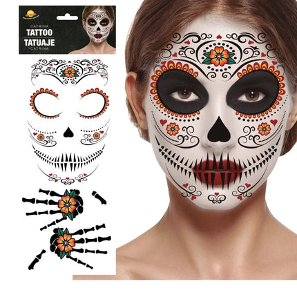 Dia De Los Muertos Gezicht Stickers 30x14 cm van Fiestas Guirca koop je bij Partywinkel