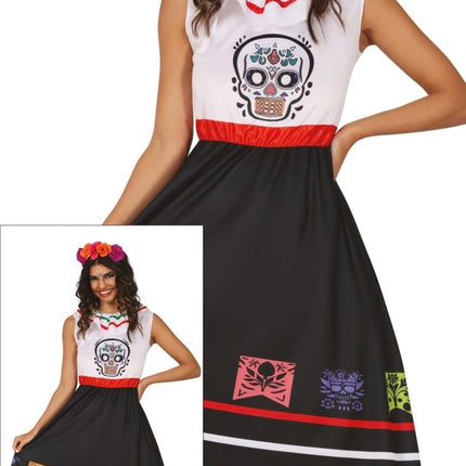 Dia De Los Muertos Jurk Dames Doodshoofd van Fiestas Guirca koop je bij Partywinkel