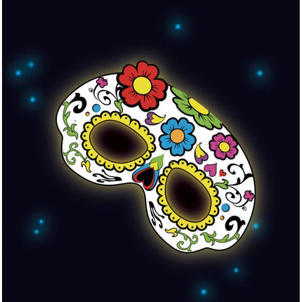 Dia De Los Muertos Masker Bloemen Glow In The Dark 19cm van Riethmueller koop je bij Partywinkel