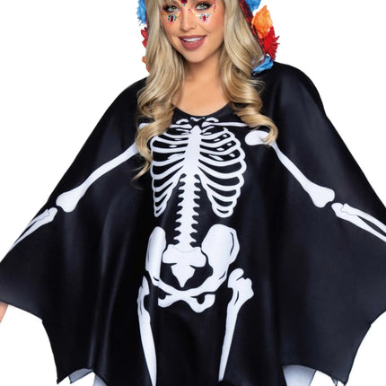 Dia De Los Muertos Poncho Dames Leg Avenue - Partywinkel - 714718551081