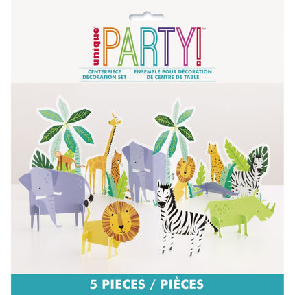 Dieren Tafeldecoratie Safari 5 delig van Unique koop je bij Partywinkel