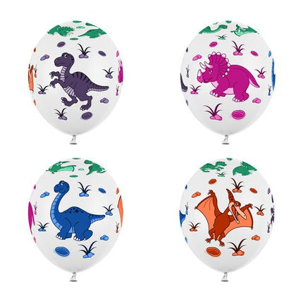 Dinosaurus Ballonnen Gekleurd 30cm 6st van Partydeco koop je bij Partywinkel