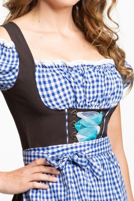 Dirndl Jurk Oktoberfest Blauw Bruin van PartyXclusive koop je bij Partywinkel