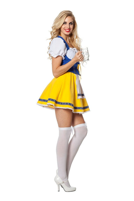 Dirndl Jurk Oktoberfest Geel Blauw van Wilbers & Wilbers koop je bij Partywinkel