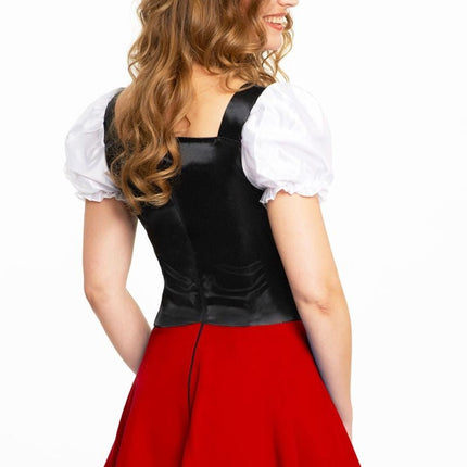 Dirndl Jurk Oktoberfest Rood Witte Strik van PartyXclusive koop je bij Partywinkel