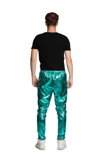 Disco 70S Broek Turquoise Metallic van Partychimp koop je bij Partywinkel
