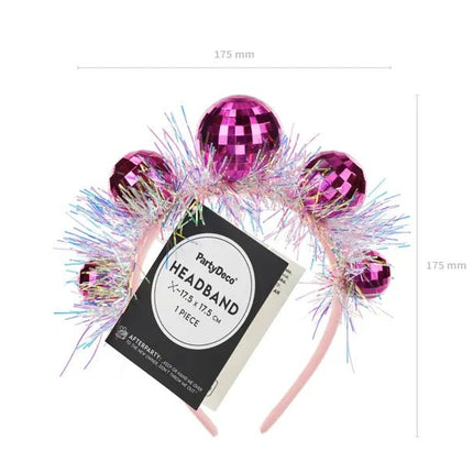 Disco 70S Haarband Roze Discoballen van Partydeco koop je bij Partywinkel