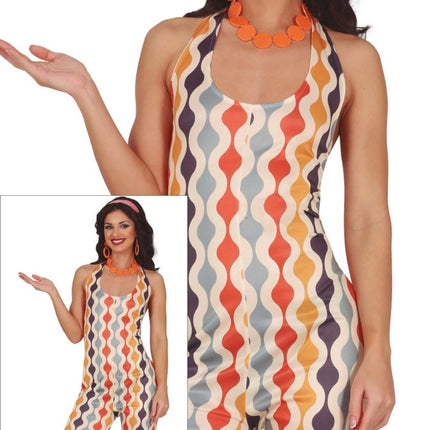 Disco 70S Jumpsuit Gekleurd Dames van Fiestas Guirca koop je bij Partywinkel