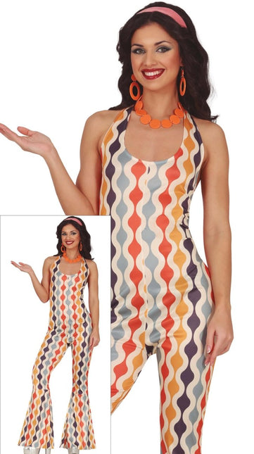 Disco 70S Jumpsuit Gekleurd Dames van Fiestas Guirca koop je bij Partywinkel