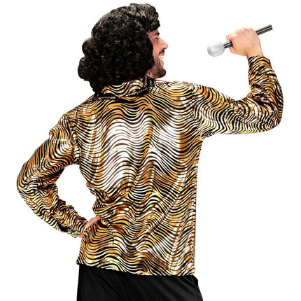 Disco 70S Shirt Goud Heren Tijgerprint van Widmann koop je bij Partywinkel