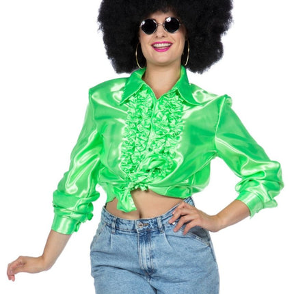 Disco Blouse Ruches Groen van Wilbers & Wilbers koop je bij Partywinkel