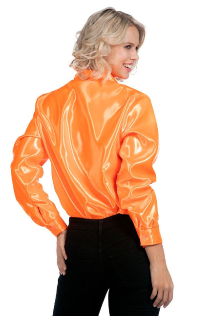 Disco Blouse Ruches Oranje van Wilbers & Wilbers koop je bij Partywinkel