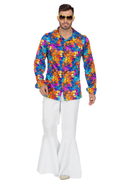 Disco Shirt Jaren 70 Gekleurd van Wilbers & Wilbers koop je bij Partywinkel