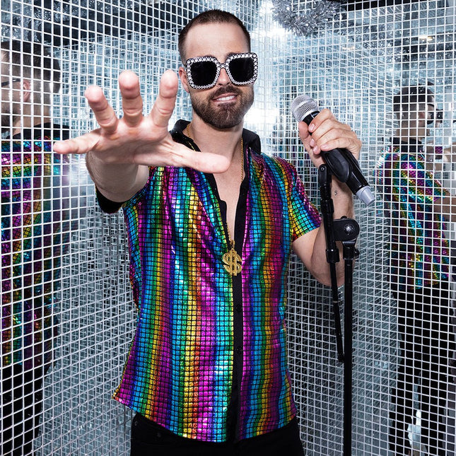 Disco Shirt Metallic Gekleurd van Boland koop je bij Partywinkel