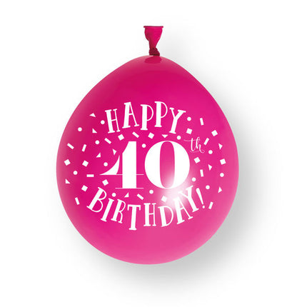 Palloncini in lattice da 10 ct "Happy 40th Birthday" da 23 cm