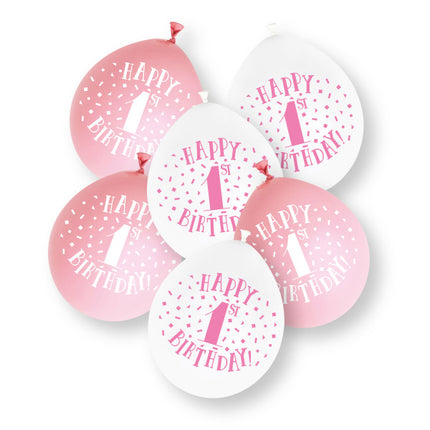 Palloncini in lattice rosa per il primo compleanno, 23 cm, 10 pezzi