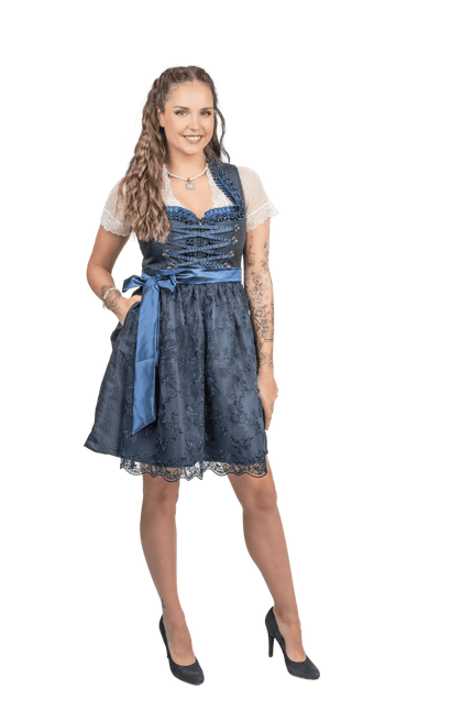 Donkerblauwe Dirndl Jurk Oktoberfest Dames 2 Delig van Haus Huberts koop je bij Partywinkel