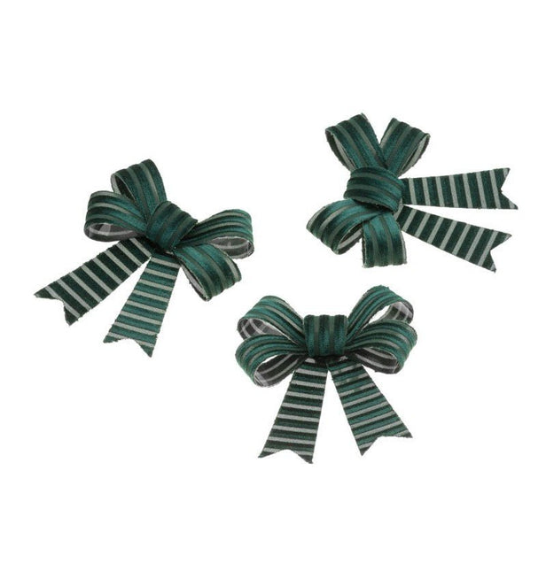 Donkergroene Strik Gestreept 12,7cm 3st van CHAKS koop je bij Partywinkel