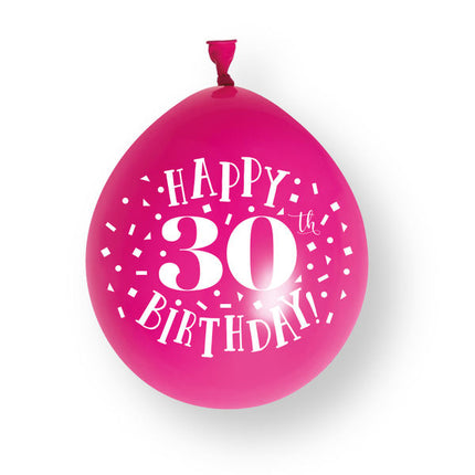 Palloncini in lattice da 10 ct “Happy 30th Birthday” da 23 cm