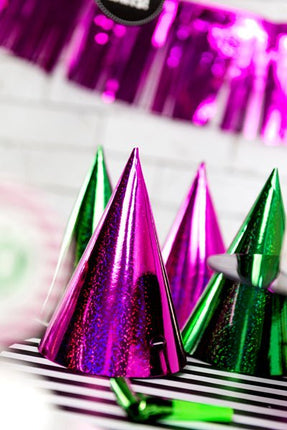 Feesthoedjes Holografisch Glitter 16cm 20st van Partydeco koop je bij Partywinkel