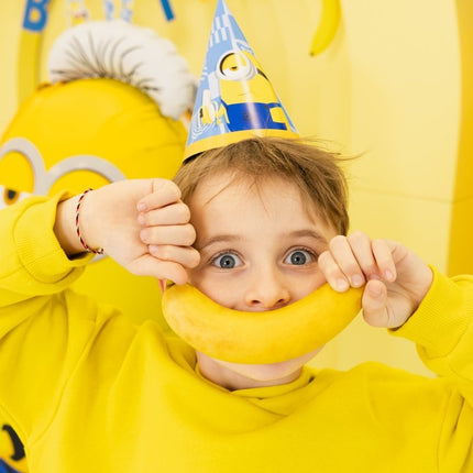 Feesthoedjes Minion Blauw Geel 16cm van Partydeco koop je bij Partywinkel