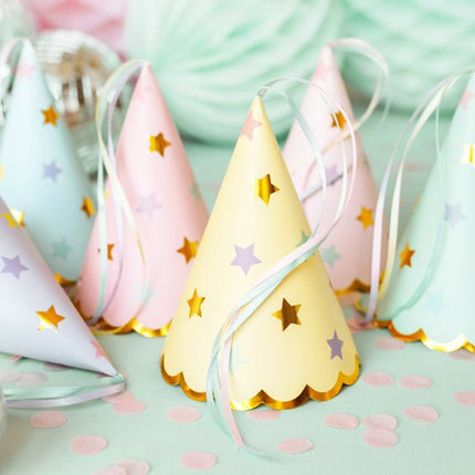 Feesthoedjes Sterren Meerkleurig 14,5cm 6st van Partydeco koop je bij Partywinkel