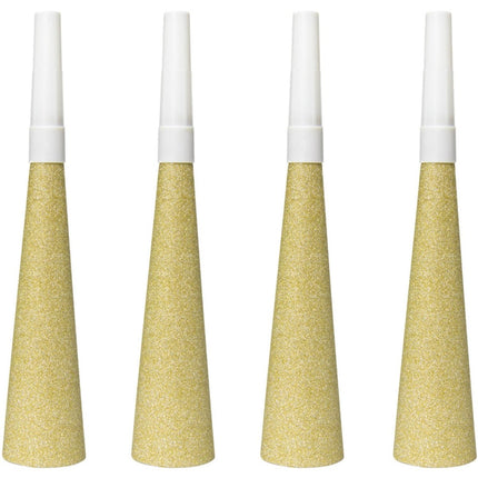 Feesttoeters Goud 19cm 4st van Folat koop je bij Partywinkel