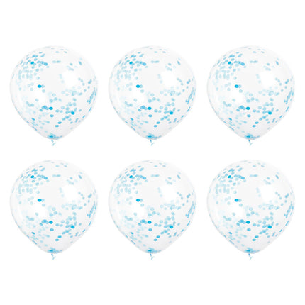 Palloncini a coriandoli azzurro 30 cm 6 pezzi