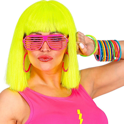 Occhiali a righe rosa neon