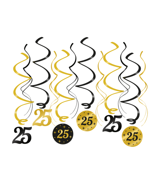 Decorazione da appendere 25 anni 14cm 12pz