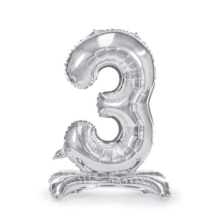 Palloncino Foil Figura 3 Silver Standard Vuoto 70cm