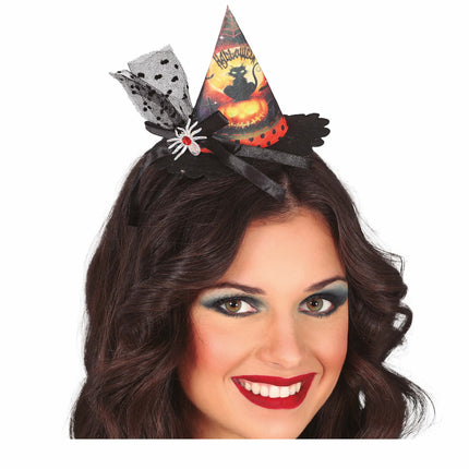 Cerchietto Halloween Mini Cappello Strega Gatto