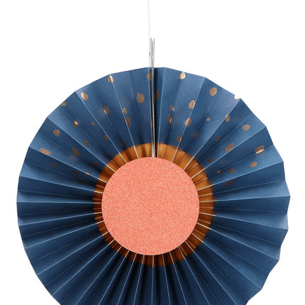 Ventagli di carta blu 35 cm 3 pezzi