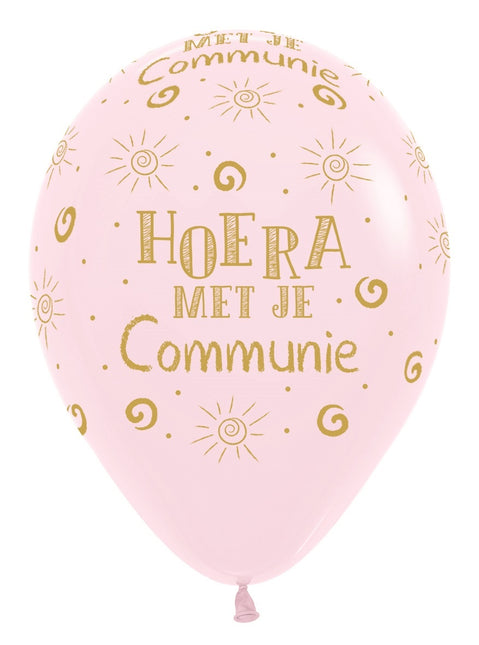 Palloncini Urrà con la tua comunione rosa pastello opaco 30 cm 25 pezzi