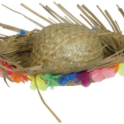 Cappello di paglia Hawaii con fiori